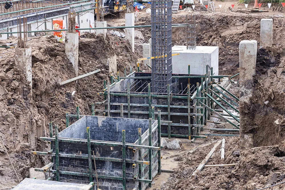Elevator shaft interior view showing rails and structure