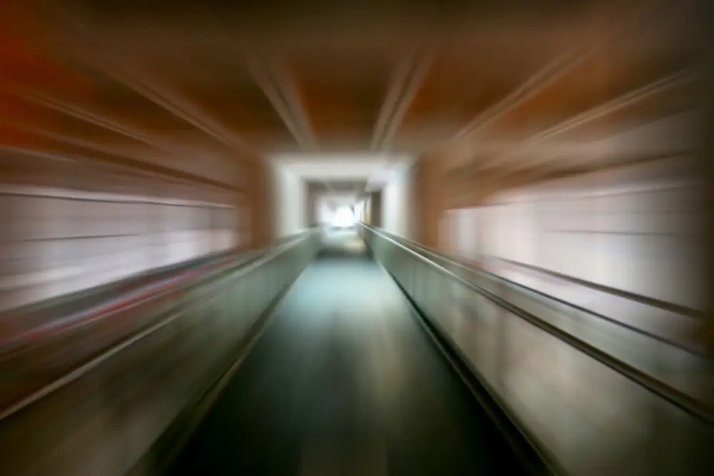 speeding modern elevator / motion blur skyscrapers